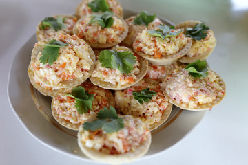 Tartlets with eggs and vegetables