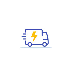 electric van, delivery cargo truck icon