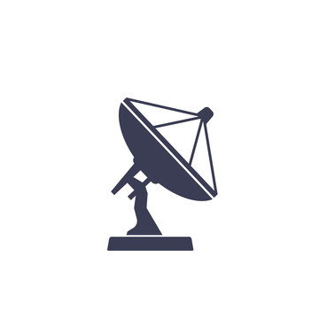 Satellite Dish, Antenna Vector Icon On White