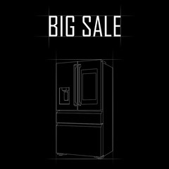 Contour picture of a modern fridge, big sale