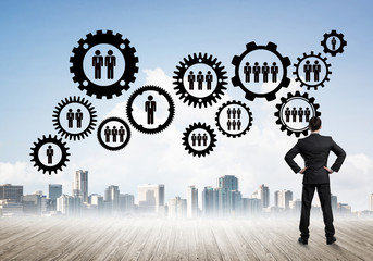 Social connection concept drawn on screen as symbol for teamwork and cooperation