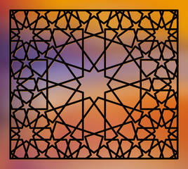 Decorative panel of oriental style. For laser cutting.