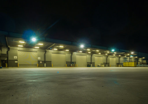 Industrial Warehouse at Night