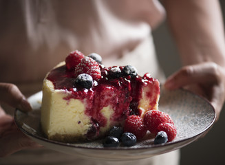 Fresh berry cheescake food photography recipe idea
