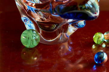 glass vase Bohemian glass and glass balls