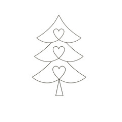 Christmas tree. Christmas tree decorated with hearts.