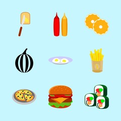 icons about Food with bakery, butter, fruit, sushi and dinner