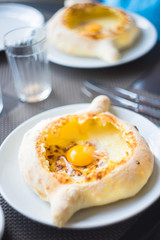 Ajarian or Adjaruli khachapuri