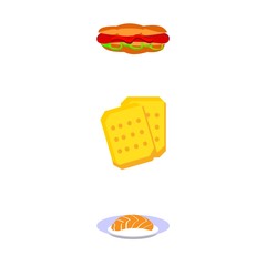 icons about Food with fries, cuisine, seafood, sushi roll and bake