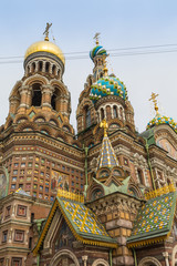Fototapeta na wymiar SAINT PETERBURG/RUSSIA-09 DESEMBER 2018: The Church of the Savior on Spilled Blood, one of the main sights of St. Petersburg, Russia. This Church was built on the site where Tsar Alexander II was