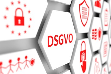 DSGVO concept cell blurred background 3d illustration