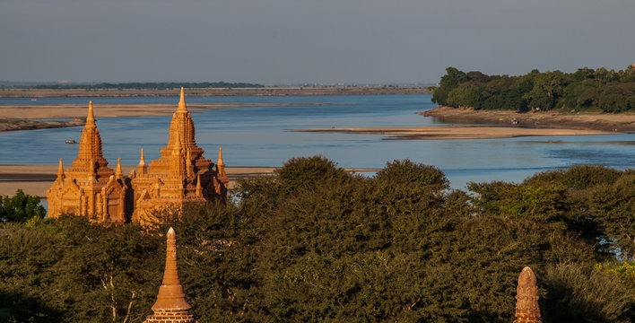 Sunset on Irrawaddy river in Bagan