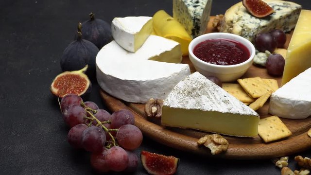 Video of various types of cheese - parmesan, brie, roquefort