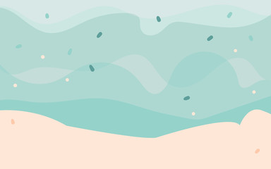 Naklejka premium Hand drawn vector abstract cartoon graphic summer time underwater ocean bottom illustrations background with copy space with place for your design or text in blue colors