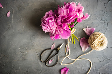 Summer flowers concept with peony