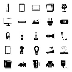 icons about Electronic with kitchen, elecronic, audio, hair salon and domestic