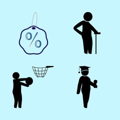 icons about Human with cane, boy, grandpa, walking and character