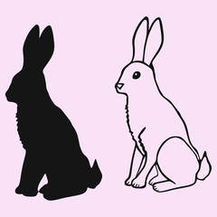 rabbit hare vector silhouette isolated