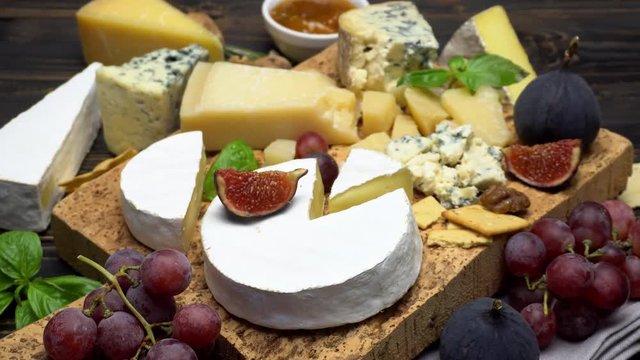 Video of various types of cheese - parmesan, brie, roquefort
