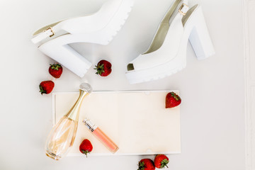 Wedding white shoes with perfume