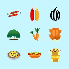 icons about Food with citrus fruit, kebab, cafe, carrot and hot