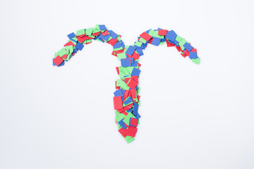 Zodiac symbol aries multicolor isolated in a white background