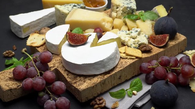 Video of various types of cheese - parmesan, brie, roquefort