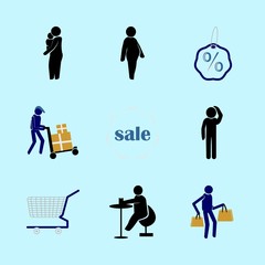 icons about Human with 9, care, birth, drawing and shop