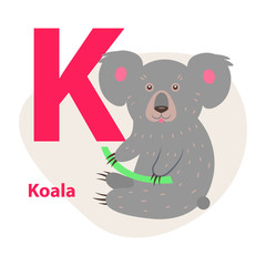 Zoo ABC Letter with Cute Koala Cartoon Vector