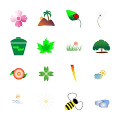 icon Nature with office, dandelion, recycle, decoration and summer