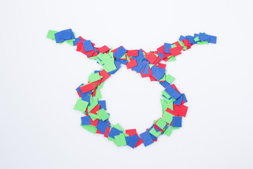 Zodiac symbol taurus multicolor isolated in a white background