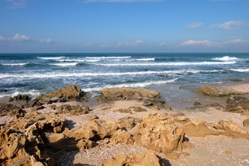 Palmachim beach scenic landscape on Mediterranean seaside.