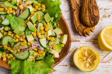 Salad with raw vegetables