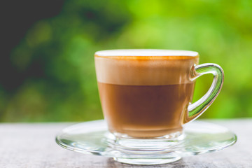 Cappuccino in clear cup