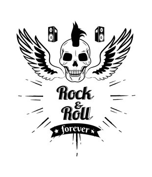Rock n roll Forever Skull Vector Illustration