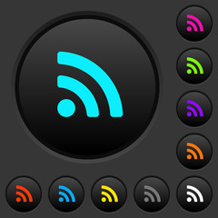 Radio signal dark push buttons with color icons