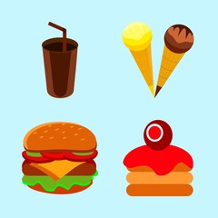 icons about Food with cheesecake, meat, cake, coffee and dinner
