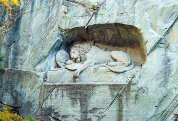Famous Lion Monument (1820) by Bertel Thorvaldsen, Lucerne, Switzerland