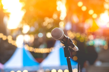 The microphone is on the stage.