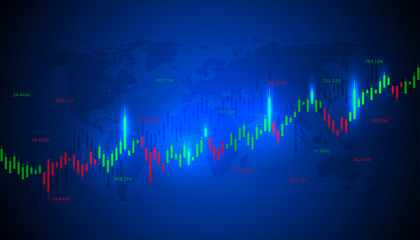 Economic graph with diagrams on the stock market, for business and financial concepts and reports.Abstract blue vector background.