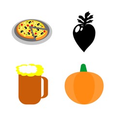 icons about Food with drink, pepperoni, pizza, vitamin and vegetabl