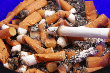 Ashtray with cigarette butts