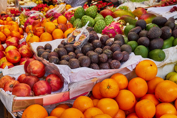 Fresh fruits and vegetables on a market