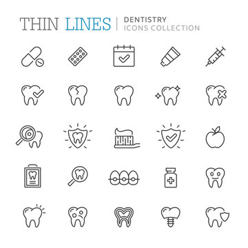Collection of dentistry thin line icons. Vector eps 8