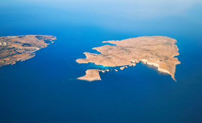 Comino island and blue lagoon from above, Malta