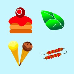 icons about Food with cartoon, chocolate, bake, ice cream and kebab