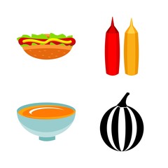 icons about Food with tasty, japanese foods, watermelon, fastfood and citrus fruit
