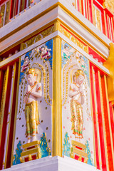 Closeup view of Thai Buddhist pagoda at Doi Thepnimit temple on Patong hilltop. It is the newest landmark of Phuket, Thailand.