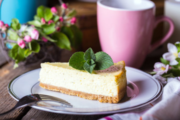 mint cheesecake on a plate