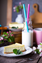 mint cheesecake on a plate